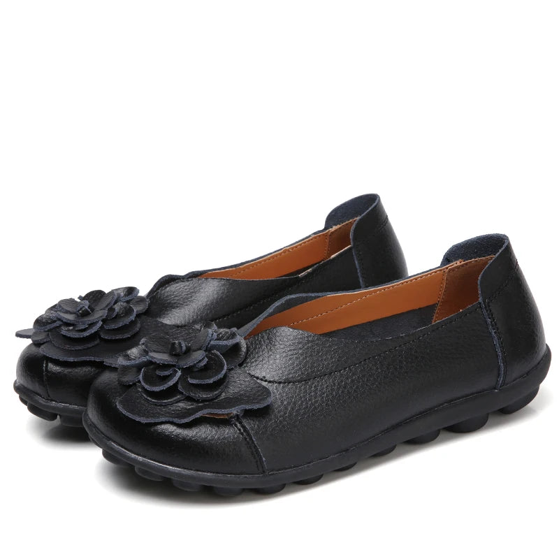 Summer Soft Genuine Leather Flat Slip On Loafers