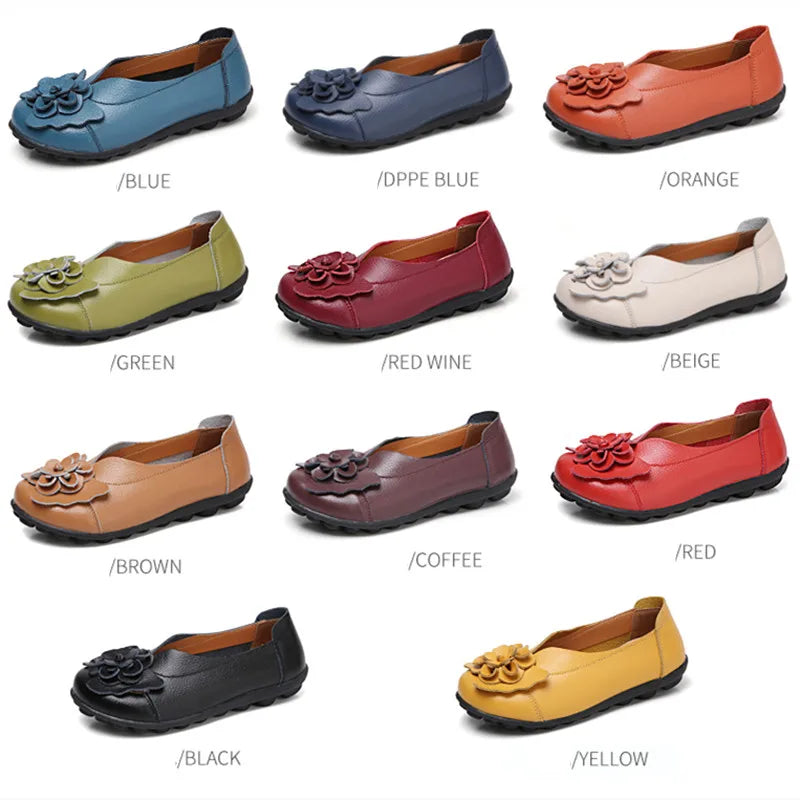 Summer Soft Genuine Leather Flat Slip On Loafers