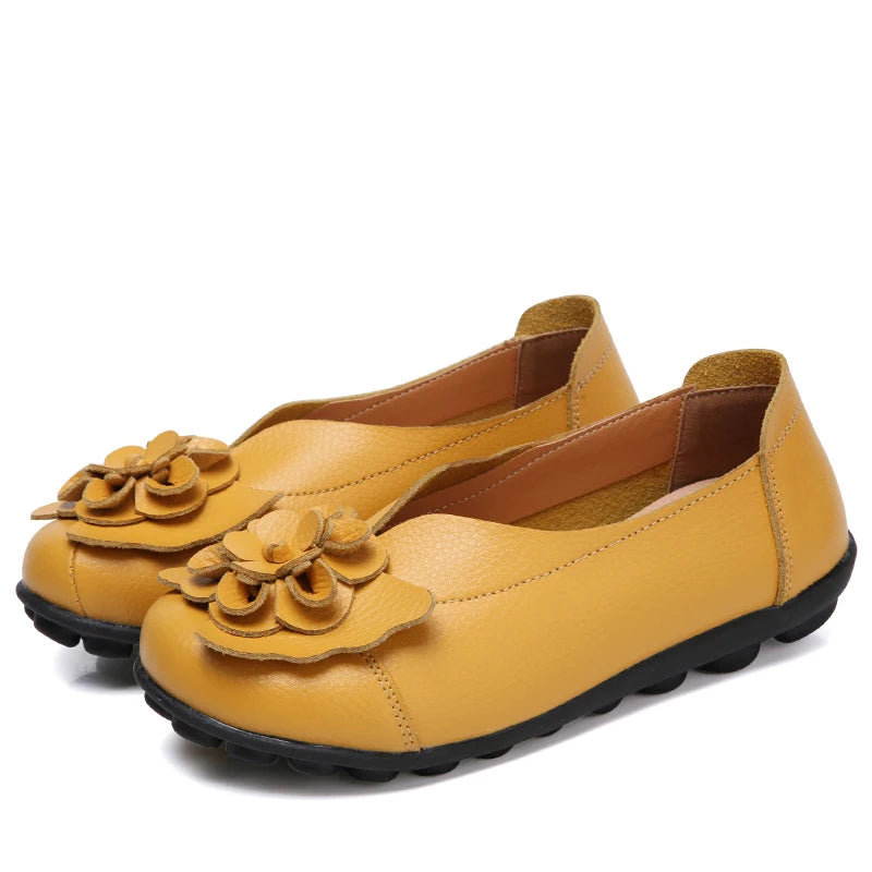 Summer Soft Genuine Leather Flat Slip On Loafers