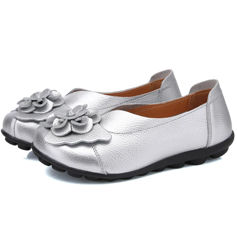 Summer Soft Genuine Leather Flat Slip On Loafers
