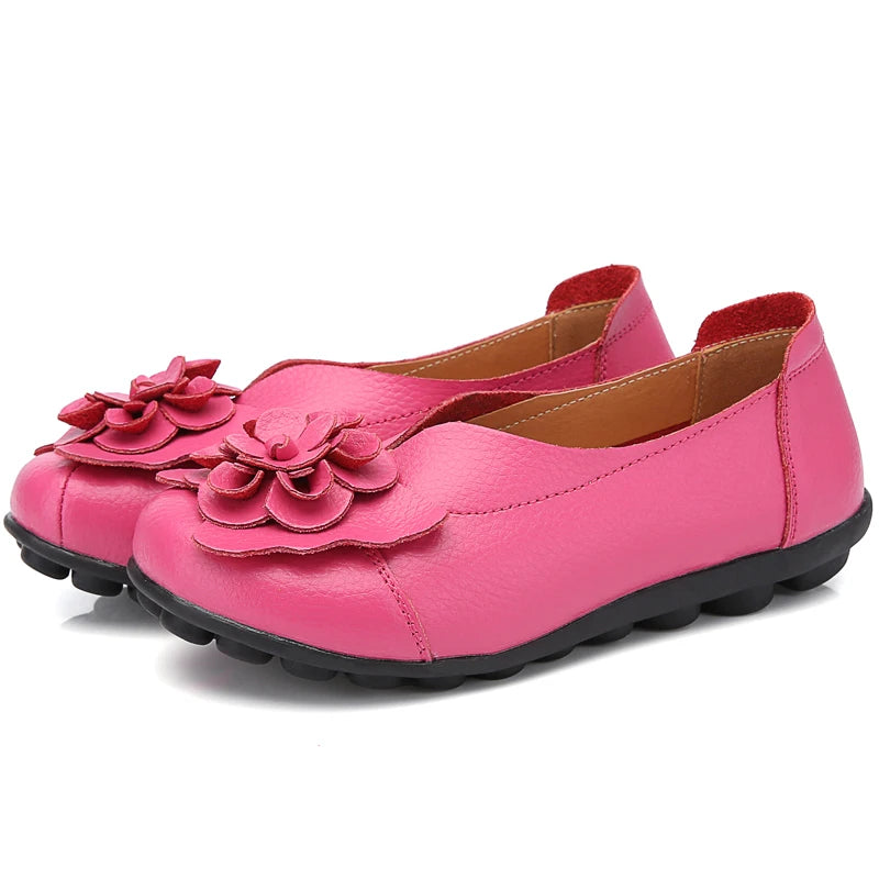 Summer Soft Genuine Leather Flat Slip On Loafers