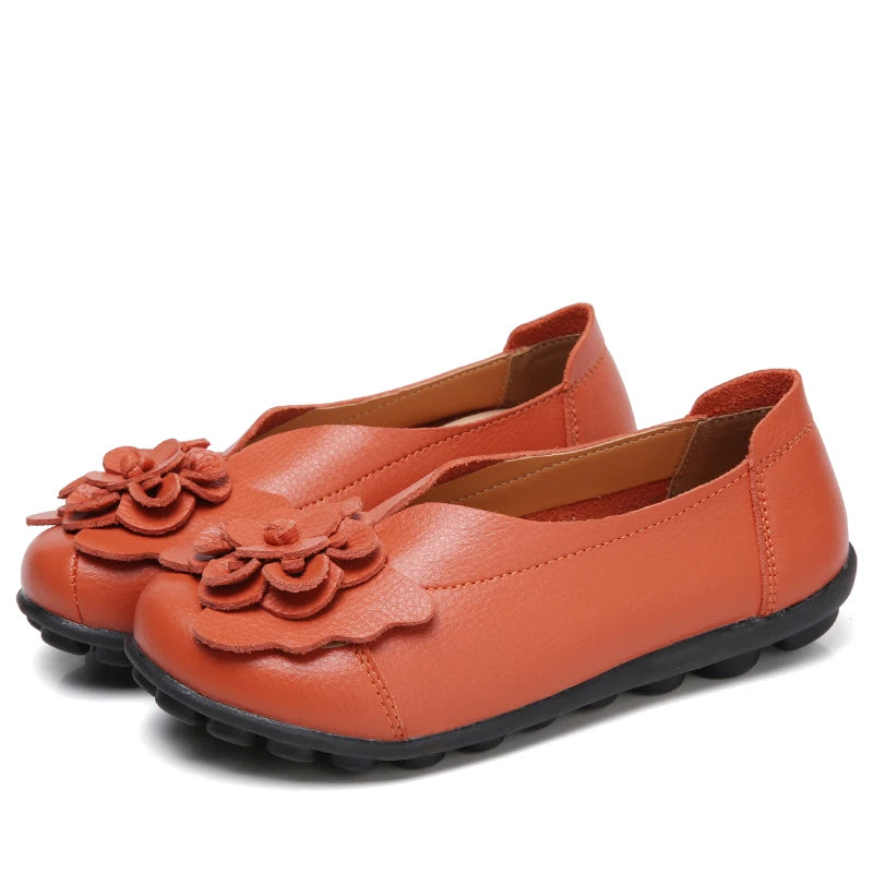 Summer Soft Genuine Leather Flat Slip On Loafers