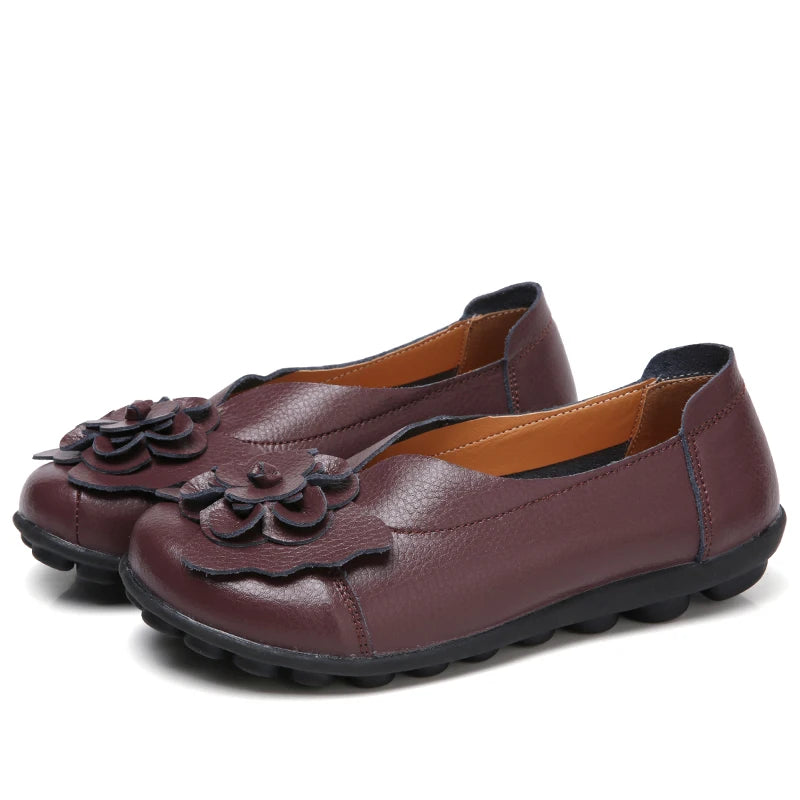 Summer Soft Genuine Leather Flat Slip On Loafers