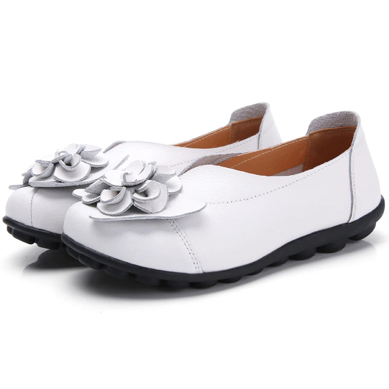 Summer Soft Genuine Leather Flat Slip On Loafers