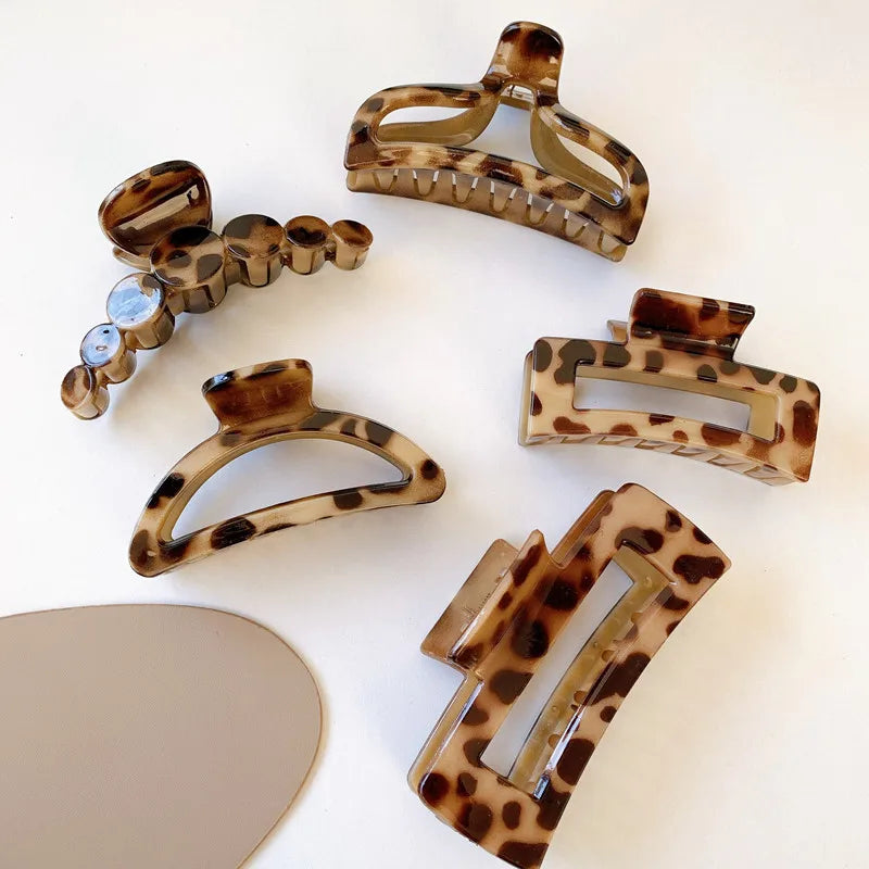 New Bilandi Elegant Leopard Print Resin Grab Clip