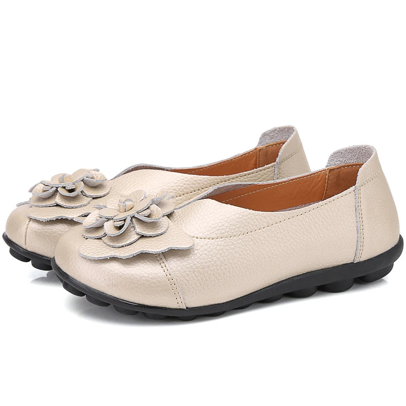 Summer Soft Genuine Leather Flat Slip On Loafers