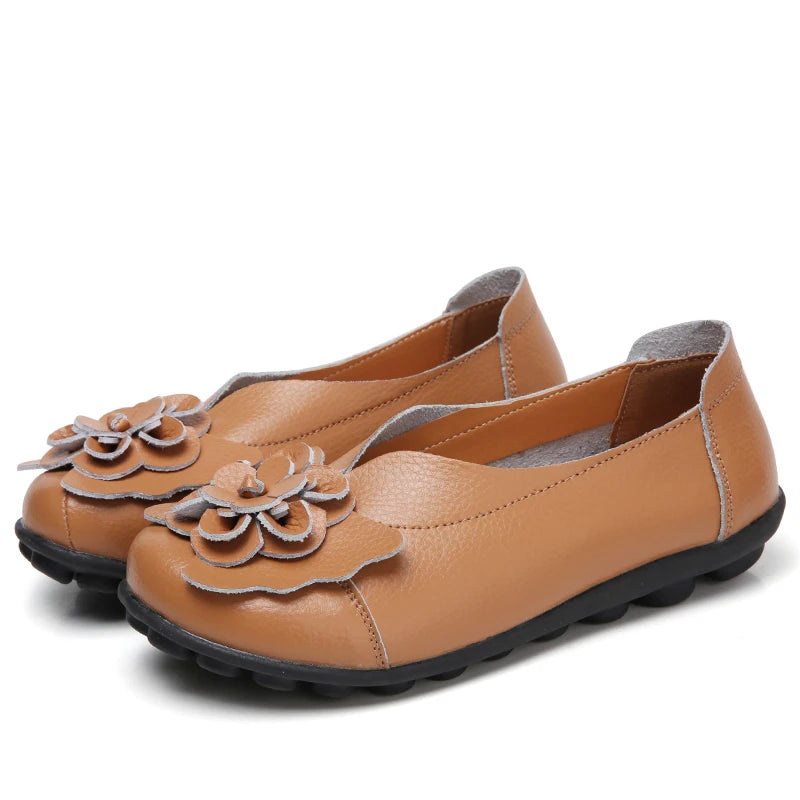 Summer Soft Genuine Leather Flat Slip On Loafers