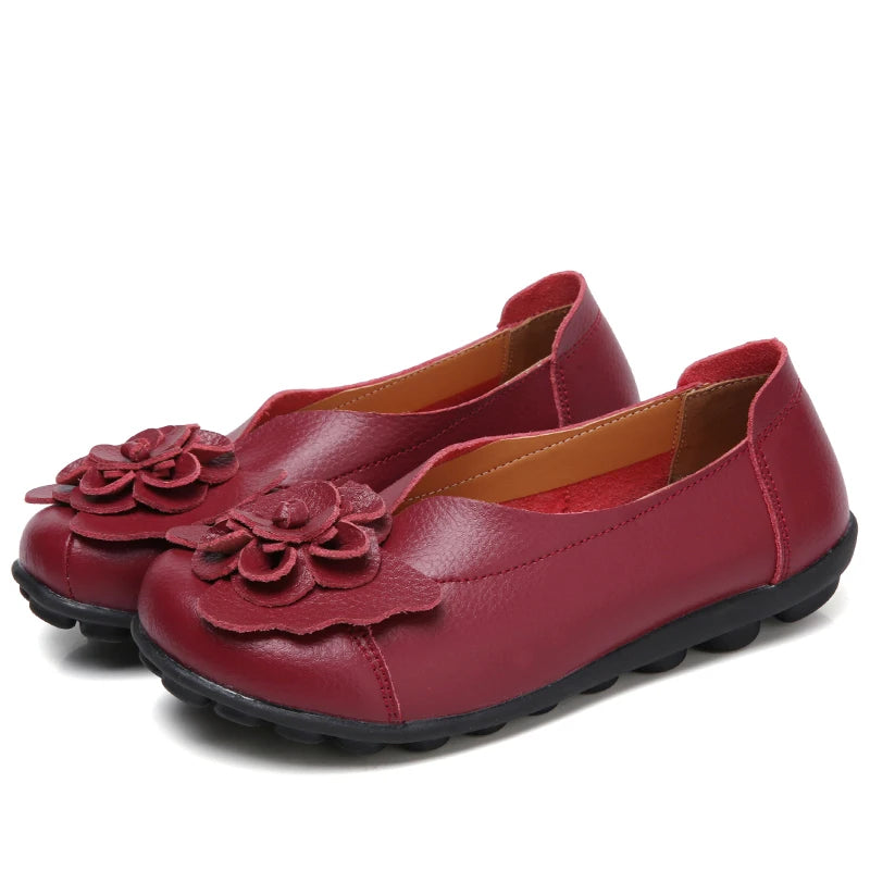 Summer Soft Genuine Leather Flat Slip On Loafers