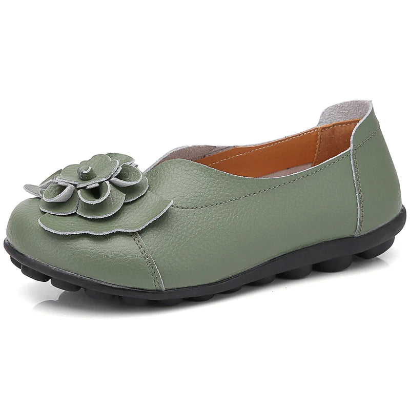 Summer Soft Genuine Leather Flat Slip On Loafers