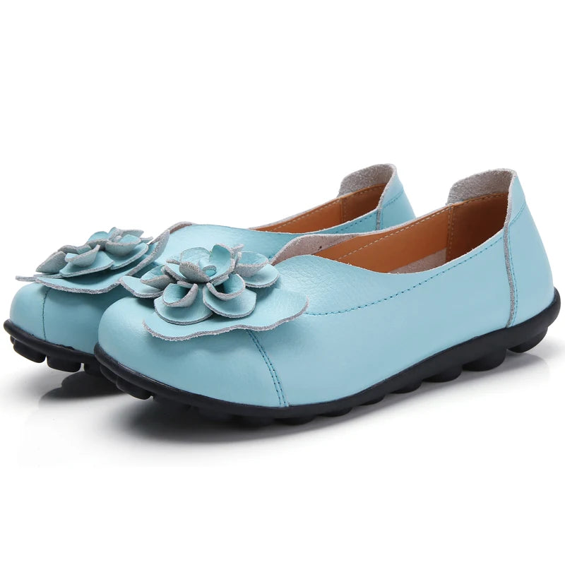 Summer Soft Genuine Leather Flat Slip On Loafers
