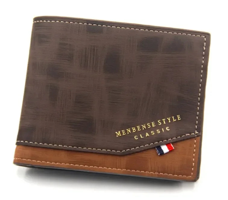 Men's Short Frosted Large Capacity Leather Wallet