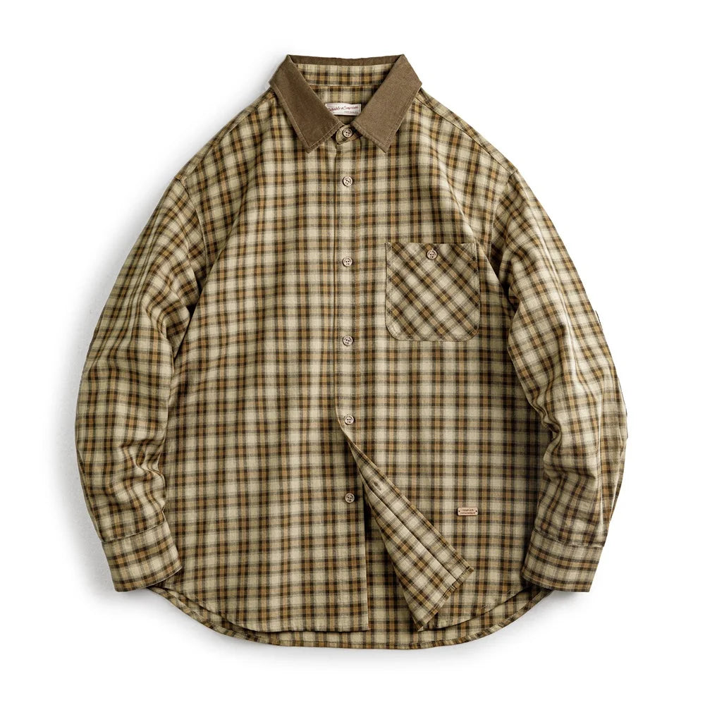 Neue Vintage Karierte Langarmhemden