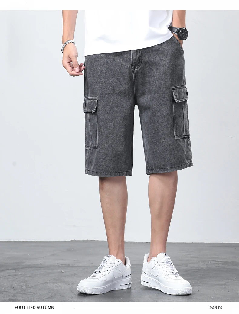 Denim Shorts für Herren Cargohose Baggy Bermuda Jeans Männliche Strandhose