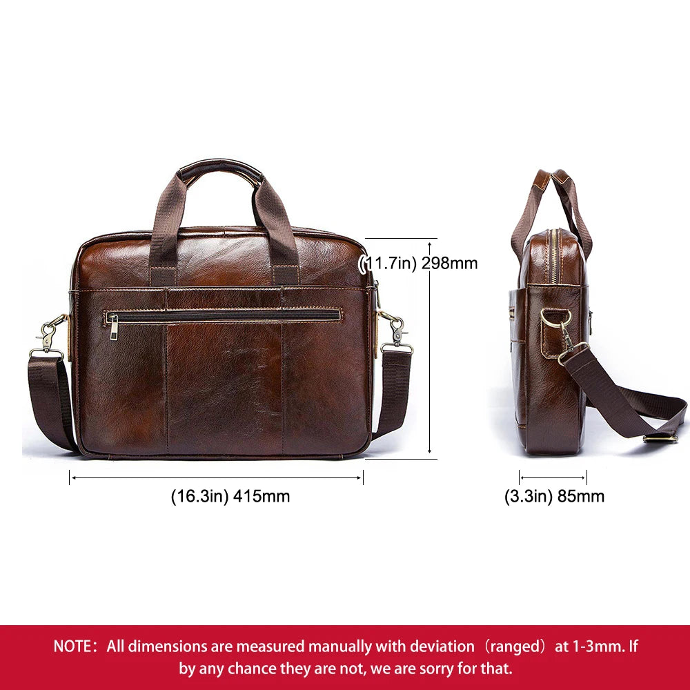 Herren Aktentasche aus echtem Leder, tragbare Bürohandtasche