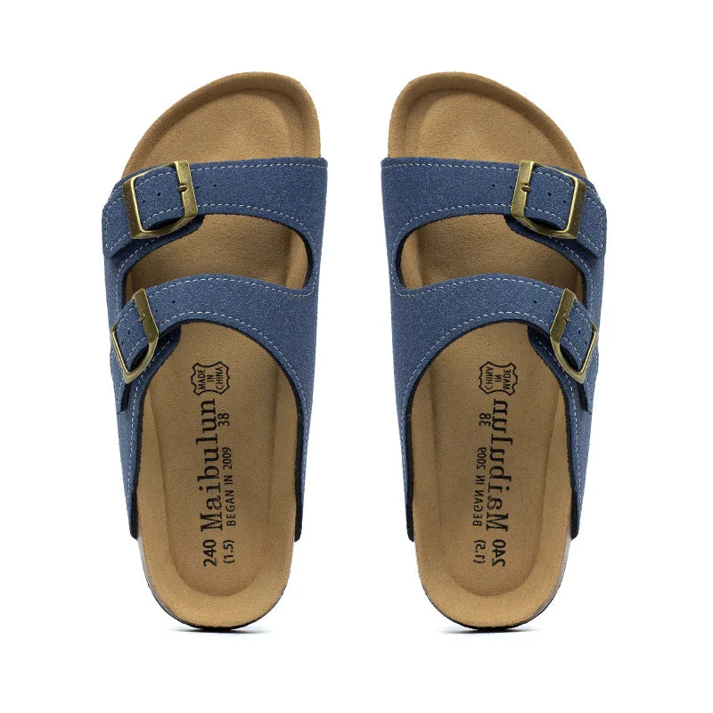 Women Cork Slippers Summer Mule Clogs Flats Sandals