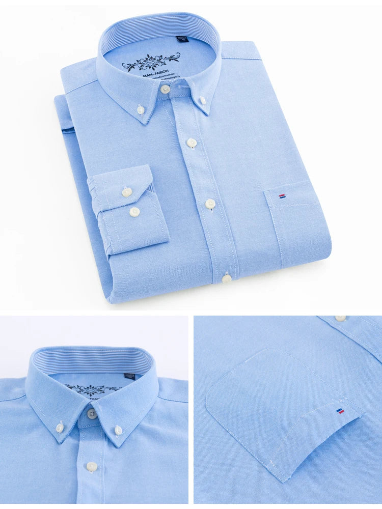 Men's Oxford Cotton Striped Shirt, Long Sleeve Shirt
