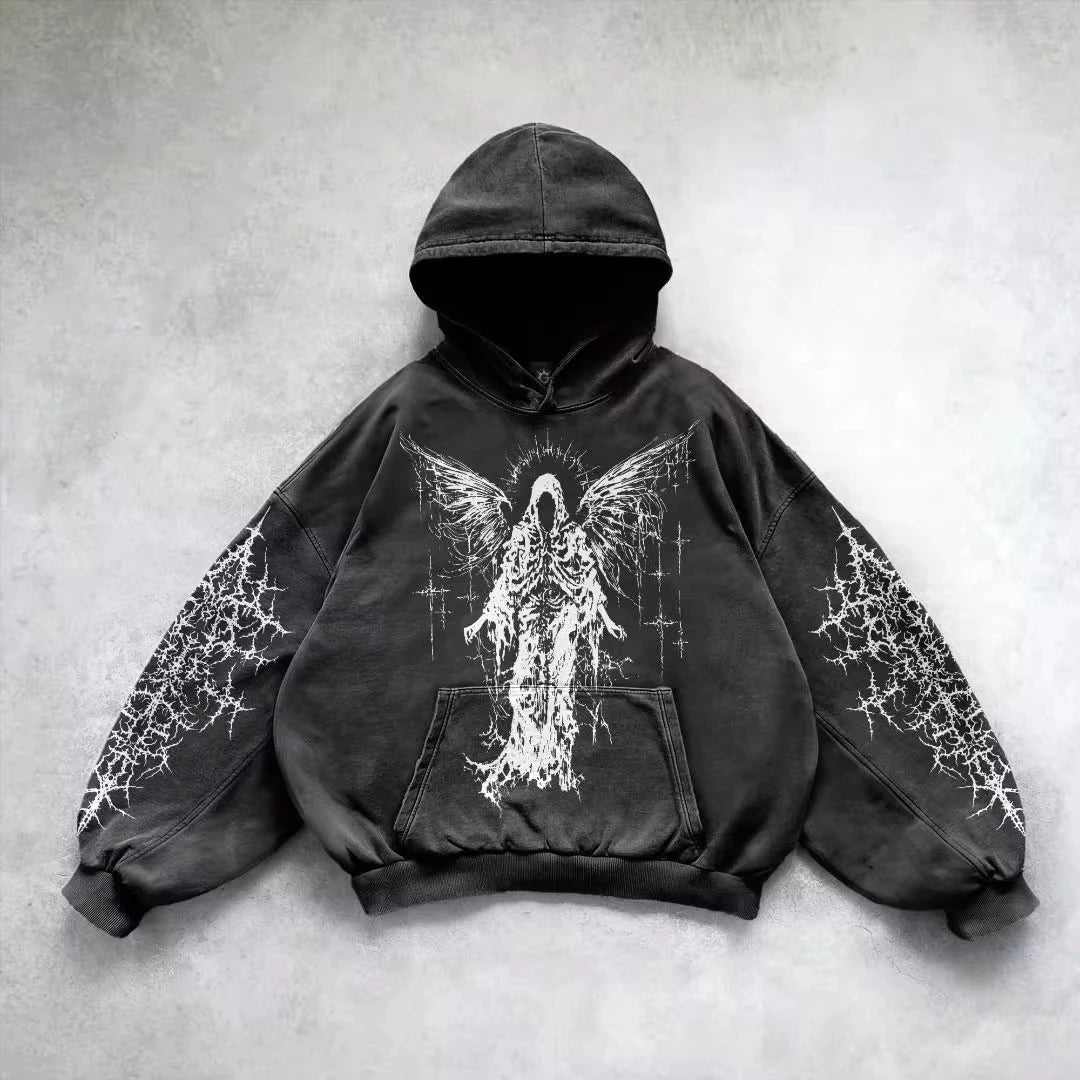 Neuer Hip-Hop-Hoodie mit Retro-Gothic-Grafikdruck