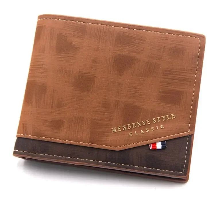 Men's Short Frosted Large Capacity Leather Wallet
