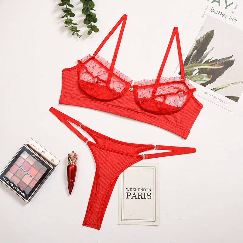 New Erotic Underwire Bra Brief Set
