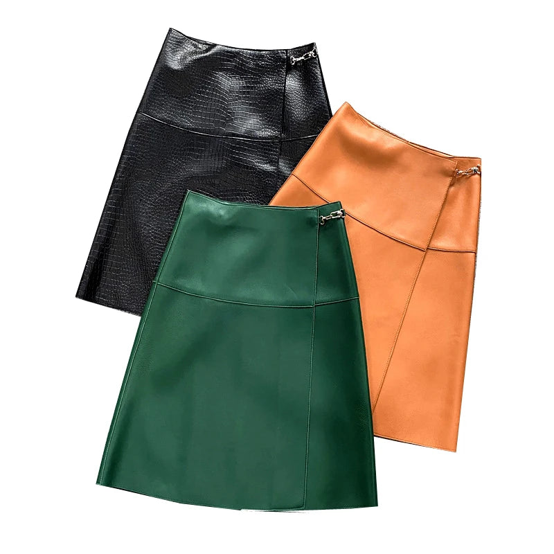 Niche Rave One Piece Genuine Leather Skirt