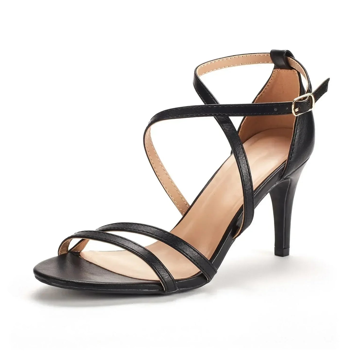 Summer Pumps Open Toe Ankle Straps Stilettos High Heels