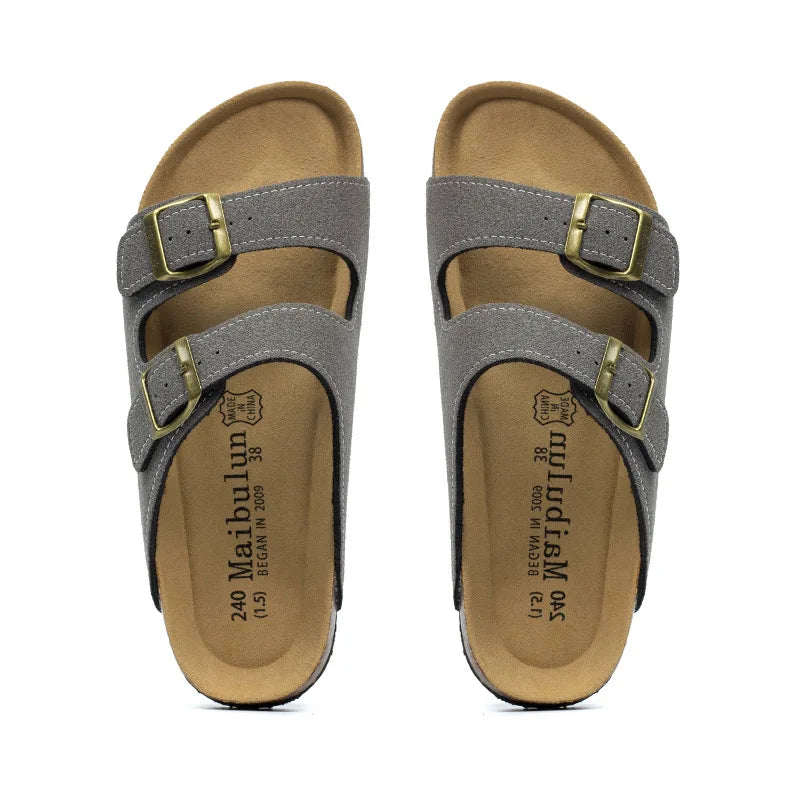 Women Cork Slippers Summer Mule Clogs Flats Sandals