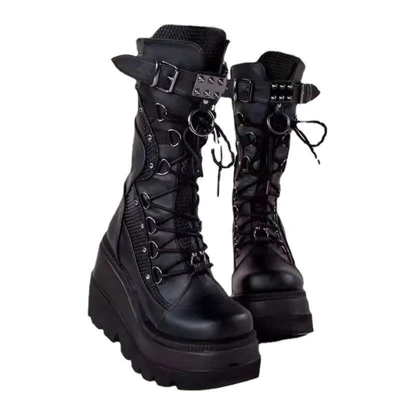 New Ladies Goth Platform Boots