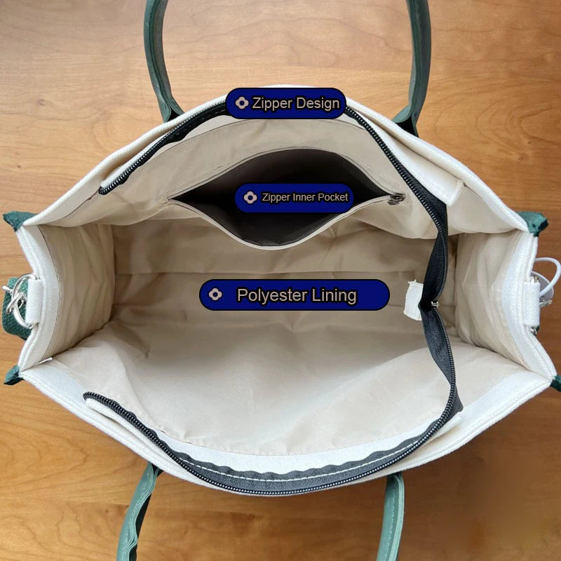 Hylhexyr Large Capacity Thickened Canvas Square Tote Bags With Zipper