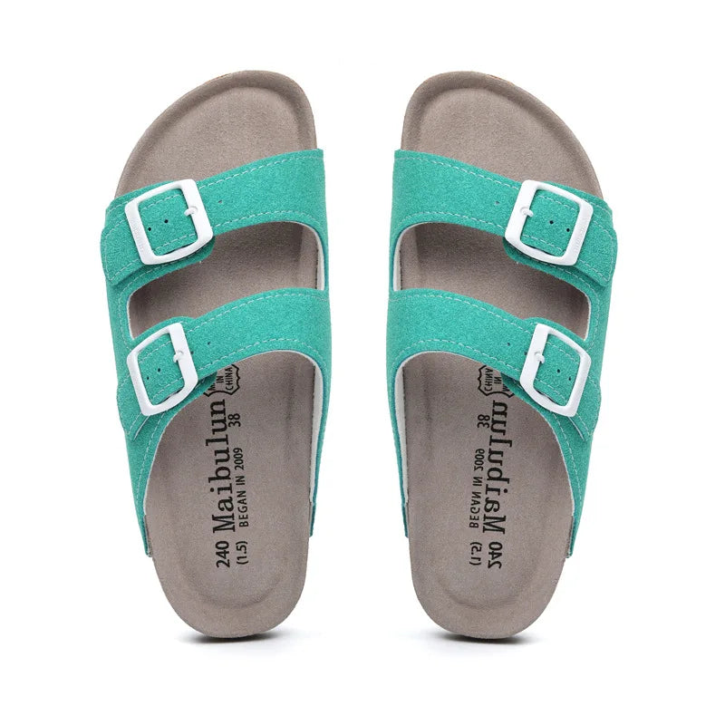 Women Cork Slippers Summer Mule Clogs Flats Sandals