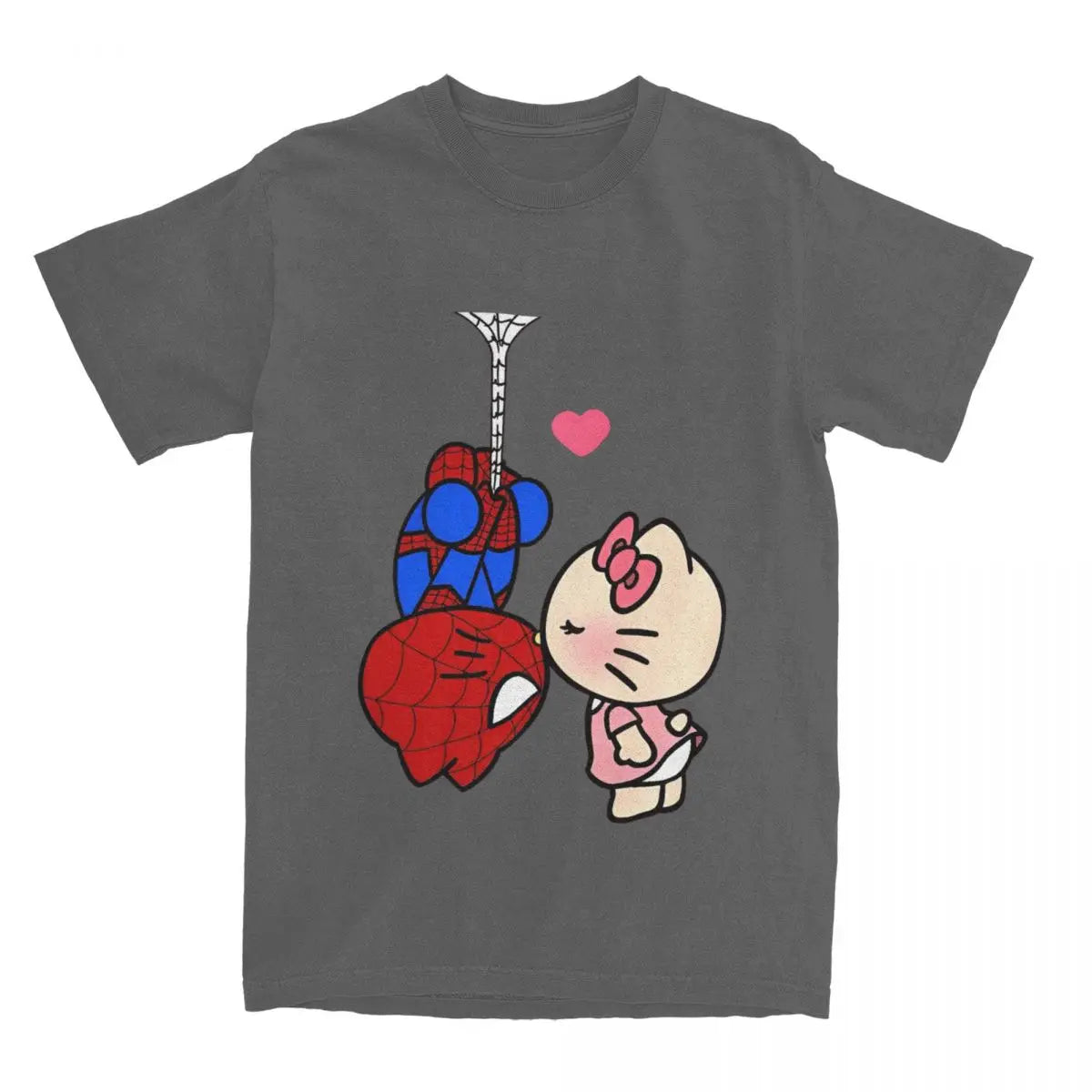 Sanrio Hello Kitty Cartoon Spiderman T Shirt Couple Pure Cotton T Shirts Summer