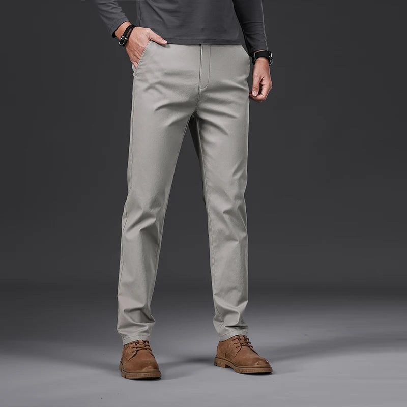 Men's Casual Coffee Stretch Straight Classic Lightweight Business Casual Pants