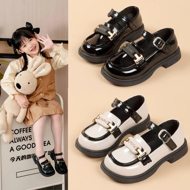 Autumn New Black Little Girl Single Shoes