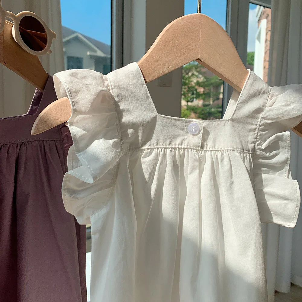 Children's Ruffle Edge White Dress