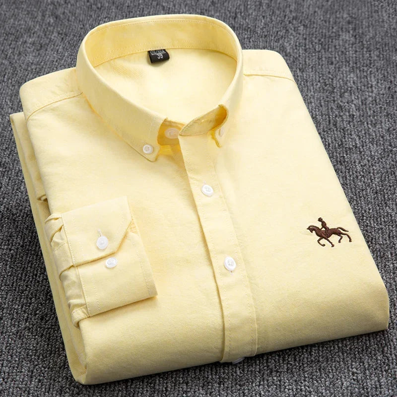 DVEL Men’s Oxford Shirt Long Sleeve Pure Cotton