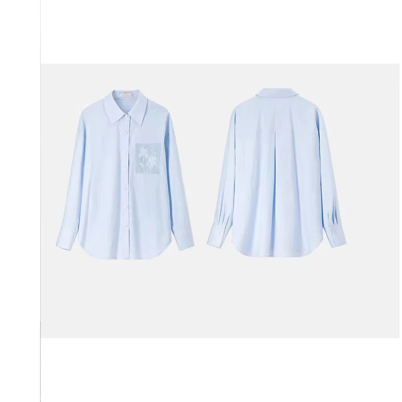 Autumn Loose Fit Drop Long Sleeve Simple Commute Shirts