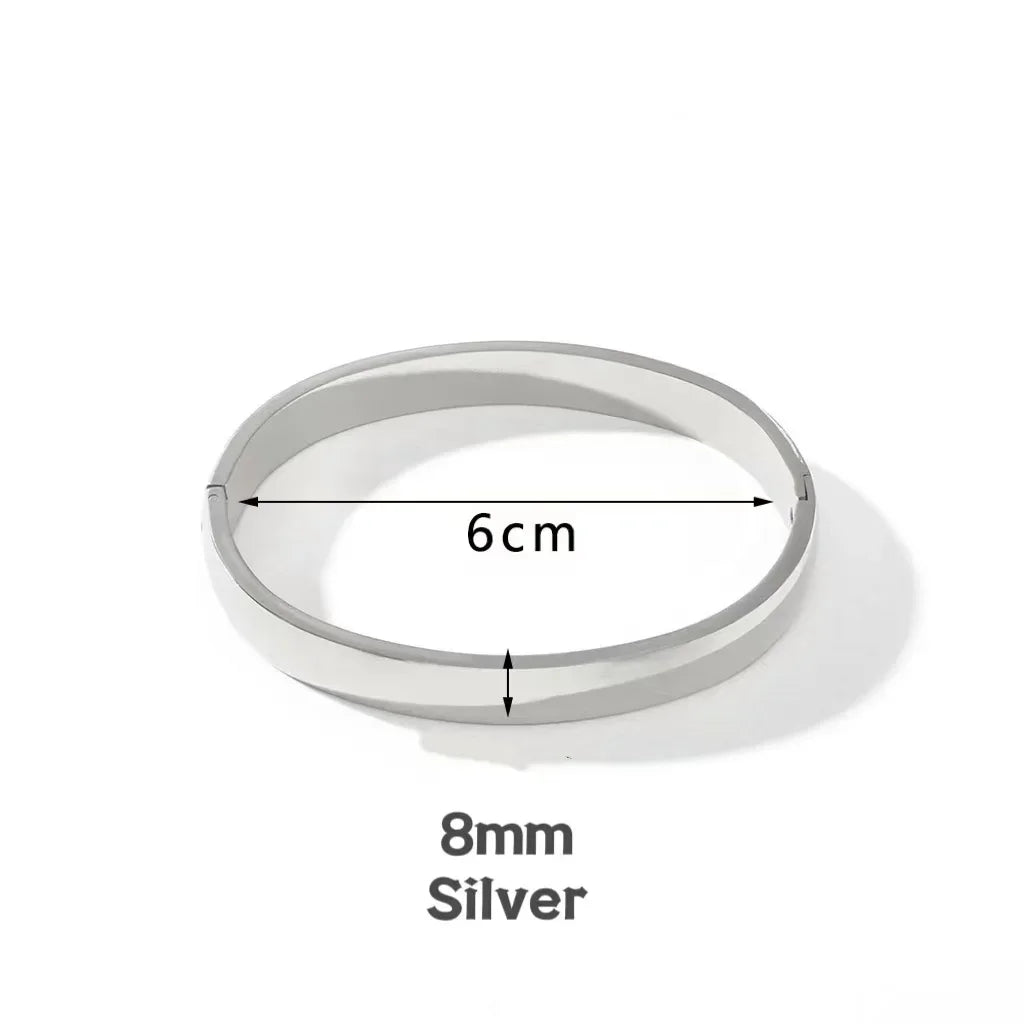 New Minimalist Stainless Steel Pure Gold Plated Plain Pattern Bracelet