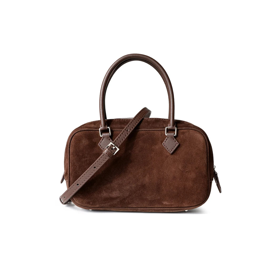 Reißverschluss offen matt Wildleder Kuh Leder Frauen Handtasche Büro Dame Pendler dünne Schultertasche