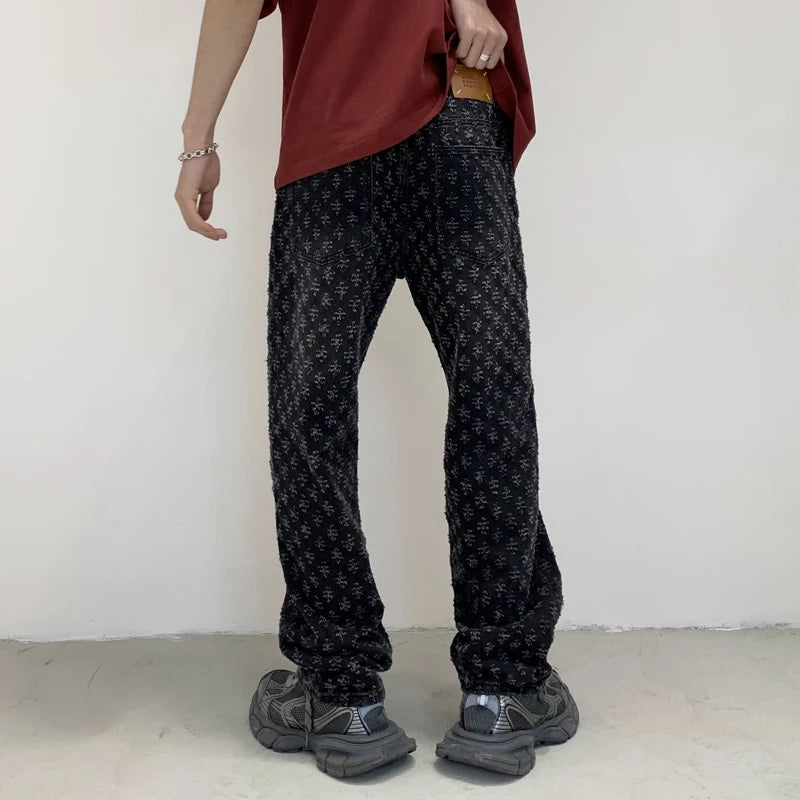 New Black Men's Designer Straight Leg Baggy Pants
