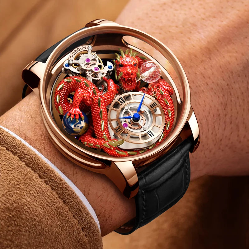 3D Gold Dragon Astronomia Quartz Watch