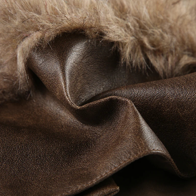 Patchwork Faux Fur Women’s Skirts Chic Sexy Mini Leather Skirt