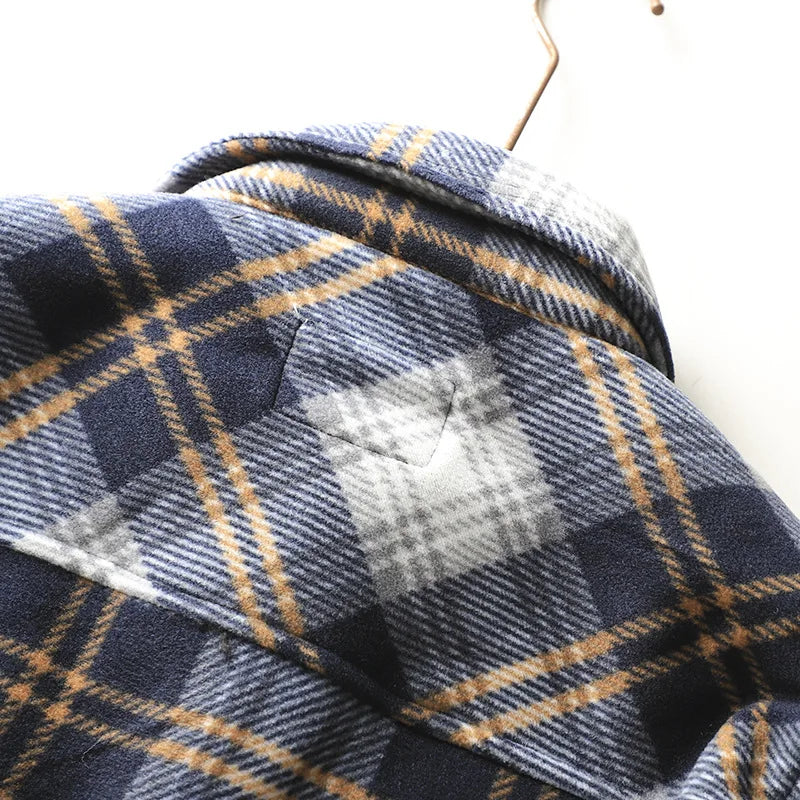 Warmes kariertes Winter-Fleece-Leinenhemd für Herren