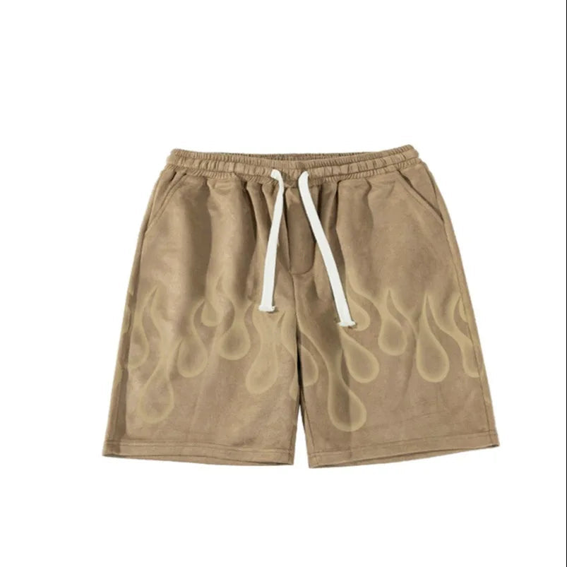 Sommer Hip Hop High Street Shorts mit Flammengrafik