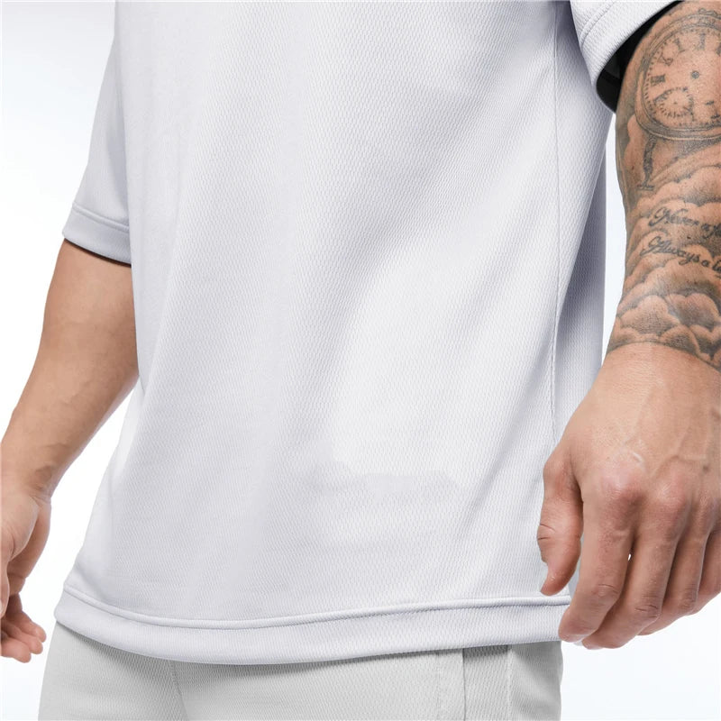 Mesh Oversized T-Shirt Herren Überschnittene Schultern Halbarm