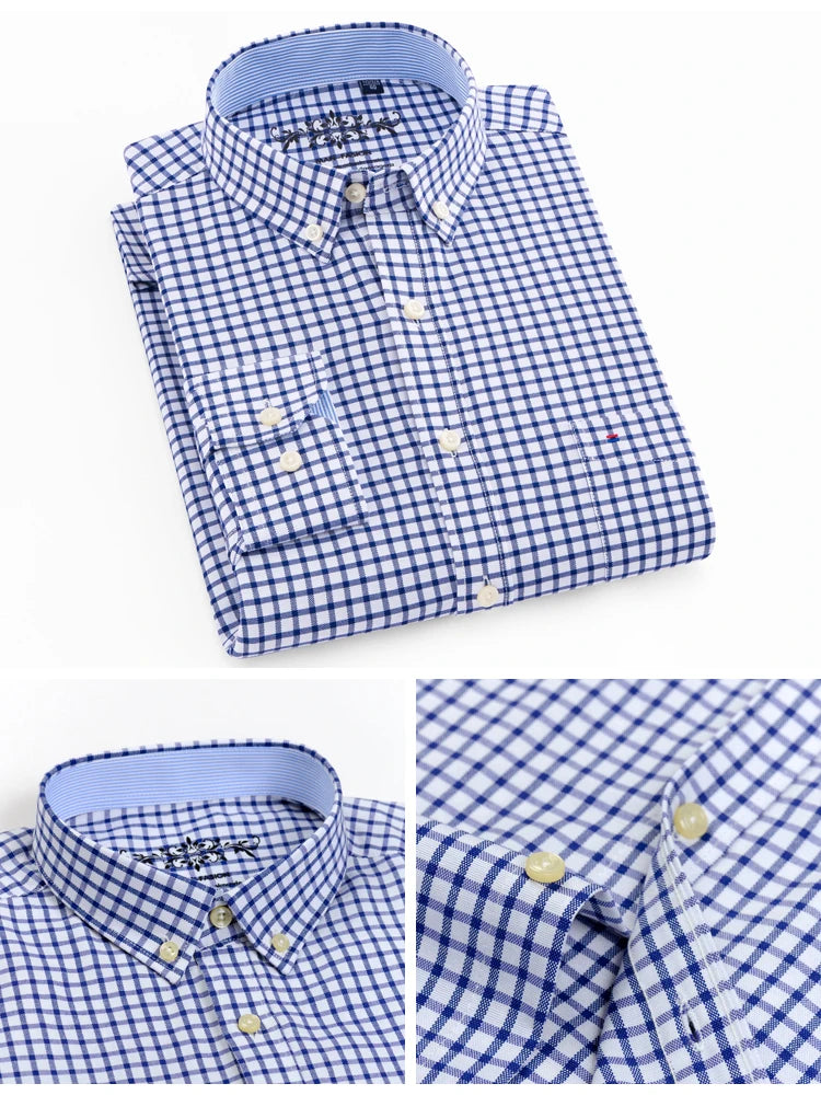Men's Oxford Cotton Striped Shirt, Long Sleeve Shirt