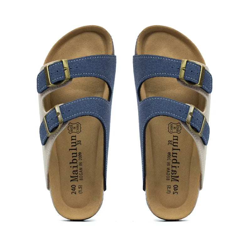 Women Cork Slippers Summer Mule Clogs Flats Sandals