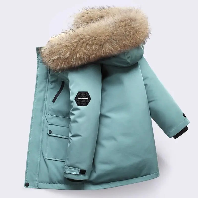 Children's new big hair collar boy cotton jacket