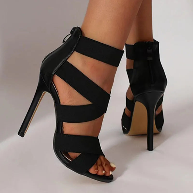 Womens Broadband Back Zipper Party Wedding Sandal