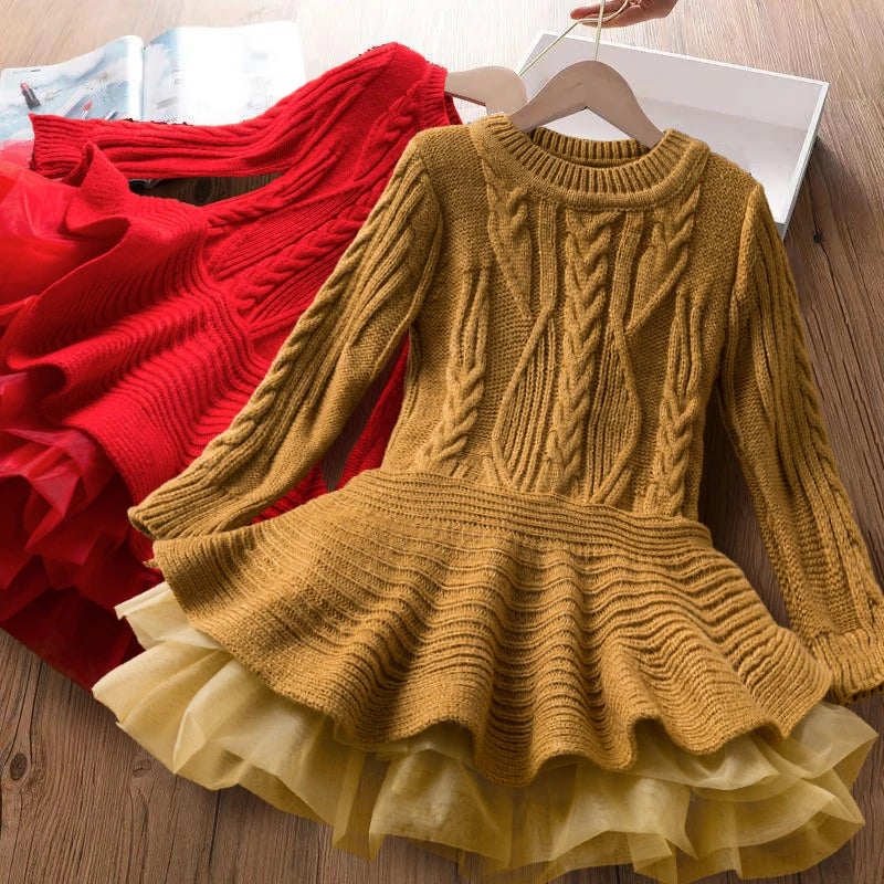 New Long Sleeve Girls Winter Dress