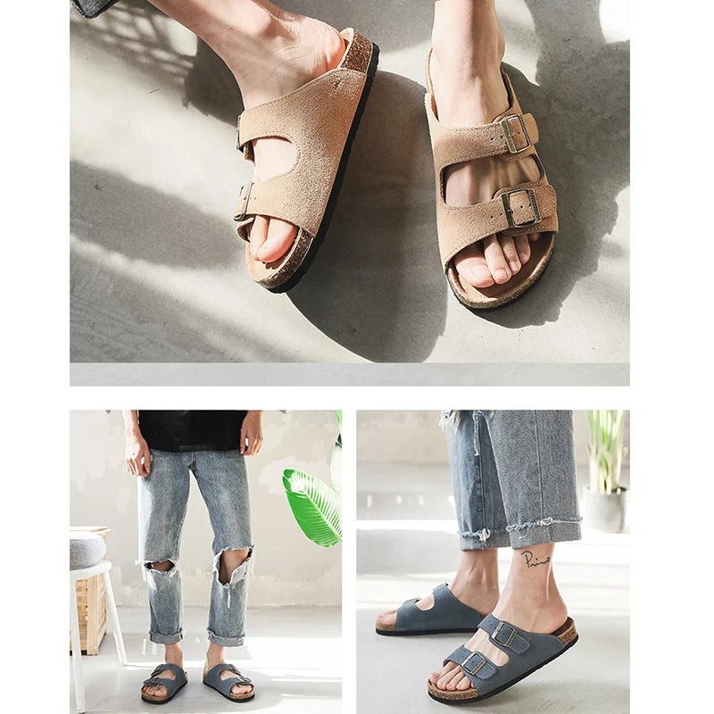 Women Cork Slippers Summer Mule Clogs Flats Sandals