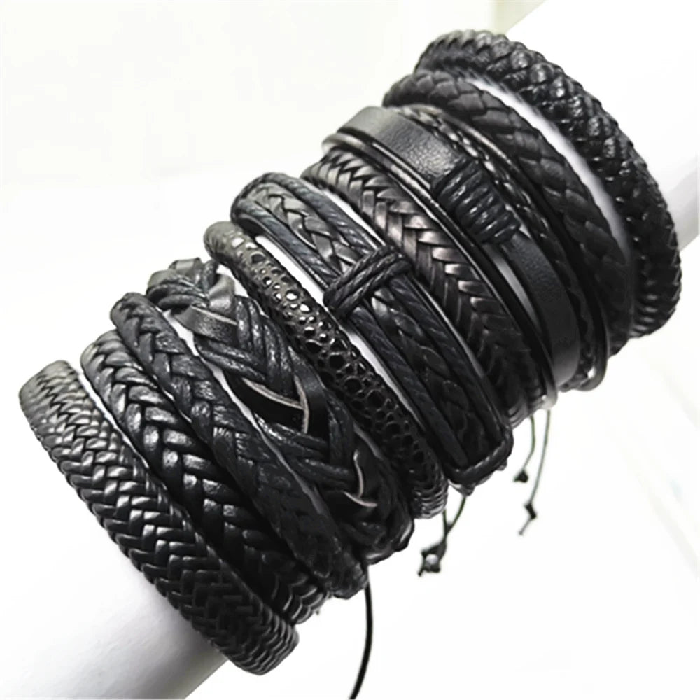 10 Pcs/set Black Wrap Women New Fashion Bracelets